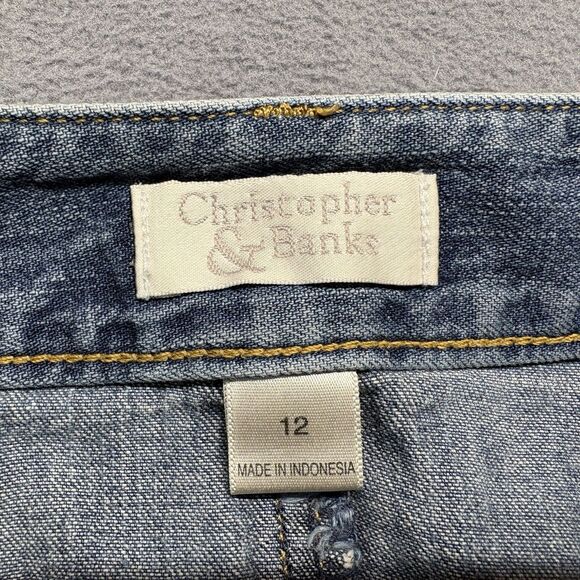 Christopher & Banks Womens Size 12 Modest Denim Midi Skirt A-Line No Slit - Picture 6 of 7